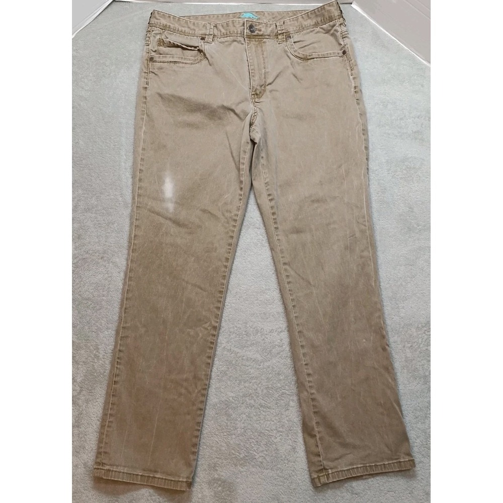 Tommy Bahama Mens Pants 36×30 Brown Straight Leg Five Pocket Design Casual